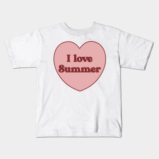 I love summer heart aesthetic dollette coquette pink red Kids T-Shirt